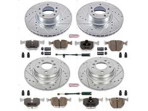ES#3477755 - K5710-26 - Z26 Street Warrior Brake Kit - Front and Rear - Includes performance drilled and slotted rotors and Power Stop's Extreme Carbon-Fiber Ceramic pads. - Power Stop - BMW
