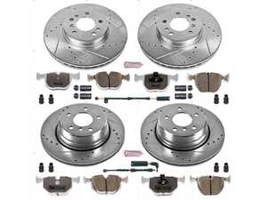 ES#3477758 - K5719-26 - Z26 Street Warrior Brake Kit - Front and Rear - Includes performance drilled and slotted rotors and Power Stop's Extreme Carbon-Fiber Ceramic pads. - Power Stop - BMW