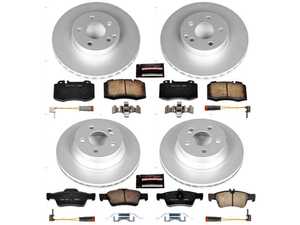 ES#3988925 - CRK4521 - Power Stop Z23 Evolution Sport Coated Front & Rear Brake Kit (312mm/300mm) - A premium 4-wheel restoration and upgrade package featuring genuine GEOMET coated smooth high-carbon vented rotors, low-dust carbon-fiber ceramic performance pads, and a complete set of replacement electronic wear sensors. - Power Stop - Mercedes Benz
