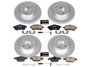 ES#3989047 - CRK5791 - Power Stop Z23 Evolution Sport Coated Front & Rear Brake Kit (295mm/300mm) - A premium 4-wheel restoration and upgrade package featuring genuine GEOMET? coated smooth high-carbon iron rotors, low-dust carbon-fiber ceramic performance pads, and a complete layout of replacement electronic wear sensors. - Power Stop - Mercedes Benz