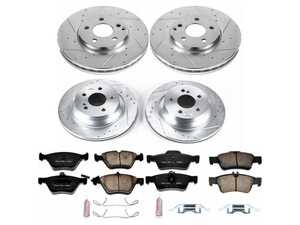 ES#3989909 - K4518 - Power Stop Z23 Evolution Sport Front & Rear Brake Kit - A complete 4-wheel performance upgrade package featuring precision cross-drilled & slotted zinc-plated rotors, low-dust carbon-fiber ceramic pads, and matching electronic wear sensors. - Power Stop - Mercedes Benz