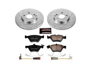 ES#3989944 - K5168 - Power Stop Z23 Evolution Sport Front Brake Kit (304mm) - A premium front-axle performance upgrade package featuring precision cross-drilled & slotted zinc-plated rotors, low-dust carbon-fiber ceramic pads, and replacement electronic wear sensors. - Power Stop - Mercedes Benz