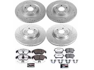 ES#3990097 - K6141-26 - Power Stop Z26 Street Warrior Front & Rear Brake Kit (345mm/330mm) - A complete 4-wheel performance brake upgrade featuring drilled & slotted rotors and high-performance carbon-fiber ceramic pads. - Power Stop - Audi