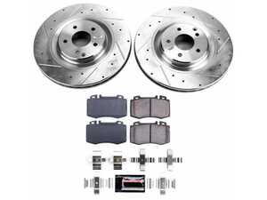 ES#3990161 - K6585 - Power Stop Z23 Evolution Sport Front Brake Kit (345mm Vented) - A high-performance front axle upgrade featuring precision cross-drilled & slotted vented rotors, low-dust carbon-fiber ceramic pads, and a replacement electronic wear sensor. - Power Stop - Mercedes Benz