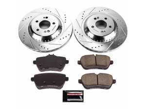 ES#3990276 - K7181 - Power Stop Z23 Evolution Sport Rear Brake Kit (340mm) - A high-performance rear axle upgrade featuring precision cross-drilled & slotted performance rotors, low-dust carbon-fiber ceramic pads, and a replacement electronic wear sensor. - Power Stop - Mercedes Benz