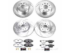ES#3990353 - K7502-26 - Power Stop Z26 Street Warrior Front & Rear Brake Kit (312mm/272mm)Quattro 2018-2016 - A direct-fit performance upgrade with drilled & slotted zinc-plated rotors and extreme-performance carbon-fiber ceramic pads. - Power Stop - Audi Volkswagen