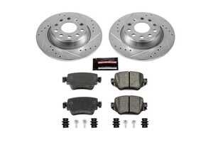 ES#3990390 - K7707 - Power Stop Z23 Evolution Sport Rear Brake Kit (300mm) - A performance rear-wheel brake upgrade featuring drilled & slotted rotors and low-dust carbon-fiber ceramic pads. - Power Stop - Audi Volkswagen