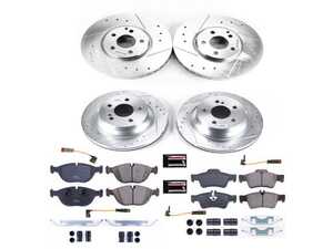 ES#3990403 - K7763 - Power Stop Z23 Evolution Sport Front & Rear Brake Kit (330mm/300mm) - A high-performance complete 4-wheel upgrade featuring precision cross-drilled & slotted performance rotors, low-dust carbon-fiber ceramic pads, and replacement electronic wear sensors. - Power Stop - Mercedes Benz