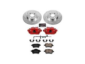 ES#4619871 - KC6068 - Z23 PowerStop Performance Brake Pads Rotors Kit - Front  - Drilled And Slotted Front Brake Kit With Red Calipers - Power Stop - MINI