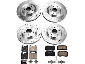 ES#4668901 - K6204 - Power Stop Z23 Evolution Sport Front & Rear Brake Kit (345mm/300mm) - A high-performance complete 4-wheel upgrade featuring oversized precision cross-drilled & slotted performance rotors, low-dust carbon-fiber ceramic pads, and replacement electronic wear sensors. - Power Stop - Mercedes Benz