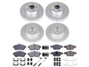 ES#4668933 - CRK8439 - Power Stop Z23 Evolution Sport Coated Front & Rear Brake Kit (295mm/300mm) - A premium, complete 4-wheel upgrade package featuring high-carbon smooth Geomet coated performance rotors, low-dust carbon-fiber ceramic pads, and replacement electronic wear sensors. - Power Stop - Mercedes Benz