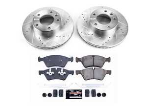 ES#4675397 - K8420 - Power Stop Z23 Evolution Sport Front Brake Kit (315mm) - A high-performance front axle upgrade package featuring precision cross-drilled & slotted performance rotors, low-dust carbon-fiber ceramic pads, and replacement electronic wear sensors. - Power Stop - Mercedes Benz