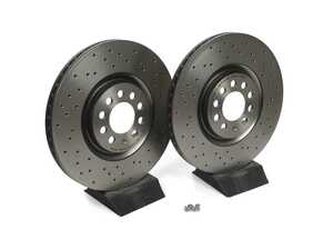 ES#4492765 - 8l0615301xKT - Cross Drilled UV Coated Brake Rotors - Pair (312x25) - Features Brembo's special UV paint treatment that guarantees superior corrosion resistance. - Brembo - Audi Volkswagen