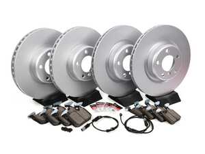 ES#4815847 - 34216792227KT4 - Front & Rear Brake Service Kit - Includes front & rear ECS V5 coated rotors, ECS DD23 Daily Driver ceramic pads, wear sensors, and associated hardware. - Assembled By ECS - BMW