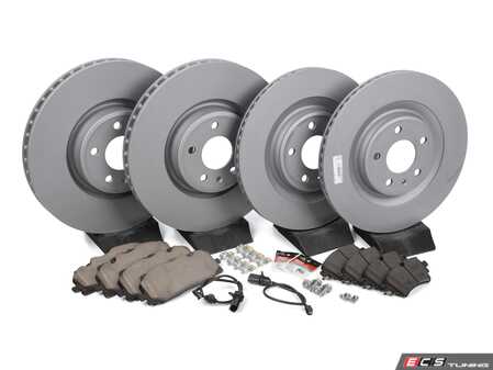 ES#4780159 - 4M0615301ANAKT - Front & Rear Brake Service Kit - Featuring Zimmermann rotors and ECS DD23 Ceramic Brake Pads - Includes stainless set screws, brake wear sensors, and silicone brake lubricant. - Assembled By ECS - Audi