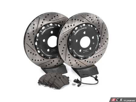 ES#4057319 - 023938ecsKT - Rear Performance Brake Service Kit - 2-Piece - Comprehensive kit includes rotors, pads, sensor, and set screws - Upgrade your brake system with ECS 2-piece rotors and ECS EP24 "Enthusiast Performance" brake pads! - Assembled By ECS - Audi