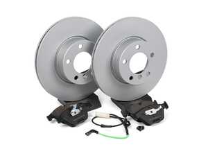 ES#4679991 - 34116855006PKT - Performance Front Brake Service Kit - Plain - Featuring ECS V5 Performance Brake Rotors and ECS EP24 "Enthusiast Performance" brake pads. - Assembled By ECS - BMW
