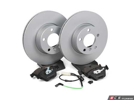 ES#4679991 - 34116855006PKT - Performance Front Brake Service Kit - Plain - Featuring ECS V5 Performance Brake Rotors and ECS EP24 "Enthusiast Performance" brake pads. - Assembled By ECS - BMW