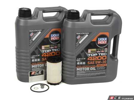 ES#4376542 -  06m198405f6KT - Premium Oil Service Kit  - Includes Top Tec 4200 Long Life 504.00/507.00 Engine Oil, Hengst oil filter, drain plug, and washer - Assembled By ECS - Audi Volkswagen