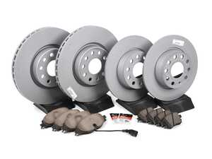 ES#4340437 - 1K0615601AKT22 - Front And Rear Brake Service Economy Kit (312x25/272x10) - Z Coated Zimmerman Rotors and Brembo OE ceramic pads. - Assembled By ECS - Volkswagen