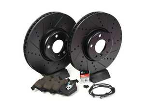 ES#4675723 - 34116898729KT - Performance Front Brake Service Kit (348x36mm) - Drilled & Slotted - Includes ECS Performance Drilled & Slotted rotors and ECS EP24 "Enthusiast Performance" pads! - Assembled By ECS - BMW