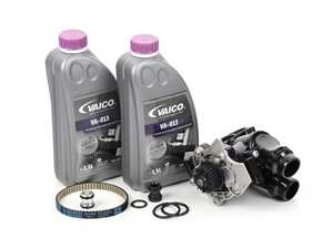 ES#4765652 - 06J121026NKT2 - Water Pump Kit with Coolant  - Includes a new water pump, belt, thermostat/housing, aluminum union piece & hardware, and G13 coolant - Assembled By ECS - Audi Volkswagen
