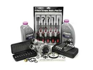 ES#4865996 - 06H121026DDKT6 - Upgraded Aluminum Water Pump Kit with Tools - Includes a new water pump, hardware, coolant and the tools to get the job done. - Assembled By ECS - Audi Volkswagen