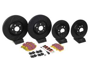ES#2975819 - 1K0615301AAAKT4 - Performance Front & Rear Brake Service Kit - Featuring ECS V5 Drilled & Slotted rotors and EBC YellowStuff Performance pads - Assembled By ECS - Audi