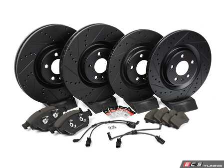 ES#3618349 - dp32086ckt3KT - Performance Front & Rear Brake Service Kit - Featuring ECS V5 drilled & slotted rotors and ECS EP24 Enthusiast Performance pads - Assembled By ECS - Audi