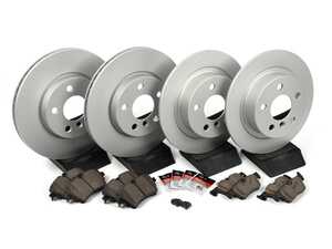 ES#4352224 - 34116866297KT8 - Front & Rear Brake Service Kit - Featuring ECS V5 coated rotors and ECS DD23 Daily Driver ceramic pads - Assembled By ECS - MINI
