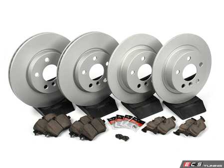 ES#4352224 - 34116866297KT8 - Front & Rear Brake Service Kit - Featuring ECS V5 coated rotors and ECS DD23 Daily Driver ceramic pads - Assembled By ECS - MINI