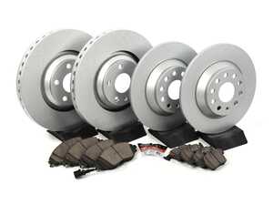 ES#4830195 - GLI7OERPSKT - Front & Rear Brake Service Kit - Featuring ECS V5 coated rotors and ECS DD23 Daily Driver pads - Assembled By ECS - Audi Volkswagen