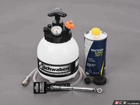 ES#2765515 - 007091ECS01KT - Brake Fluid Flush Kit - Level 1 - Includes a Schwaben European Pressure Bleeder, Schwaben Bleeder Wrench, and 1 liter of Pentosin Super DOT4 brake fluid - Assembled By ECS - Audi BMW Volkswagen MINI Porsche