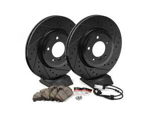 ES#4351879 - 34116774985KT6 - Front Brake Service Kit  - Featuring ECS V5 drilled & slotted rotors and ECS EP24 "Enthusiast Performance" brake pads. - Assembled By ECS - MINI