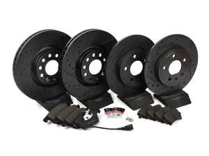ES#3537628 - 025997ECS0562KT - Performance Front & Rear Brake Service Kit - Featuring ECS V5 Drilled & Slotted rotors and ECS EP24 Enthusiast Performance pads - Assembled By ECS - Audi