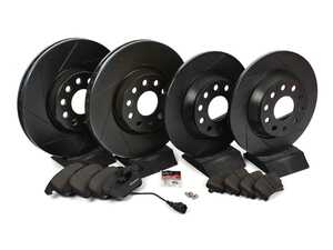 ES#4820169 - 1K0615301AA23KT - Performance Front & Rear Brake Service Kit - Featuring ECS V5 Slotted rotors and ECS EP24 Enthusiast Performance pads - Assembled By ECS - Audi