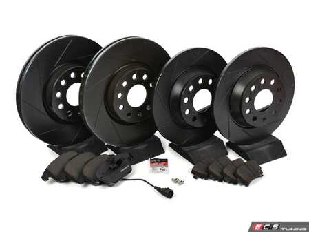 ES#4820169 - 1K0615301AA23KT - Performance Front & Rear Brake Service Kit - Featuring ECS V5 Slotted rotors and ECS EP24 Enthusiast Performance pads - Assembled By ECS - Audi