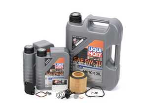ES#4765776 - 090743ECS09KT - High-Performance Oil Thermostat Service Kit - Includes low-temperature oil thermostat, anodized aluminum cover, and Liqui Moly Special-Tec LL oil service kit! - Assembled By ECS - BMW