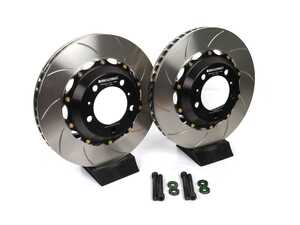 ES#4615833 - A1-122 - Front 2-Piece Floating Slotted Rotors - Pair (350mm) - Lightweight construction and a floating, 2-piece design! Includes caliper spacers to accommodate the larger 350mm size over stock. - Girodisc - Porsche
