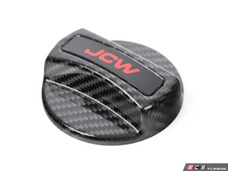 ES#4875530 - 16115B4EAD4 - MINI JCW Carbon Fiber Filler Cap Cover - Red JCW Letters - Overlay real carbon fiber fuel cap cover with JCW logo - Genuine MINI - MINI