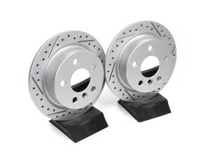 ES#4466129 - 22002-32018 - R1 Concepts Disc Brake Rotor Set - Carbon Drilled and Slotted - Rear Pair 10.19" (259x10) - Upgrade to a slotted / drilled rotor for improved braking - R1 Concepts - MINI