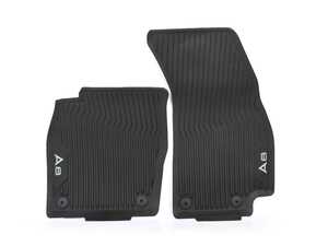 ES#3561561 - 4N1061221041 - Front All-Weather Floor Mats - Black with A8 Logo  - Designed to protect vehicle carpet from snow, sand, mud, rain and slush - Genuine Volkswagen Audi - Audi