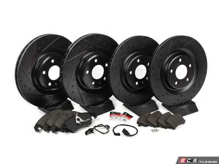 ES#3537753 - 025997ECS0622KT - Performance Front & Rear Brake Service Kit - Audi B8 S4/S5 - Featuring ECS V5 Dimpled/Drilled & Slotted rotors and ECS EP24 Enthusiast Performance pads - Assembled By ECS - Audi