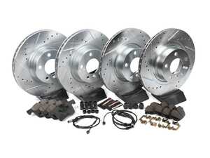 ES#3990058 - K6039 - Z23 Evolution Sport Brake Upgrade Kit - Front and Rear - Includes Z23 Carbon-Fiber Ceramic Brake Pads, Drilled & Slotted Zinc Plated Rotors, and stainless-steel hardware - Power Stop - BMW