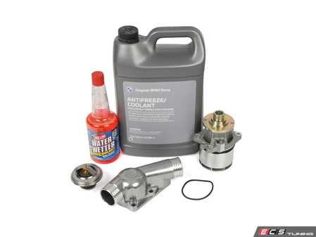 ES#4818358 - 11517527799KT - Performance Water Pump & Thermostat Kit - Featuring a high-performance Stewart water pump and low-temp Mishimoto thermostat with aluminum housing! - Assembled By ECS - BMW