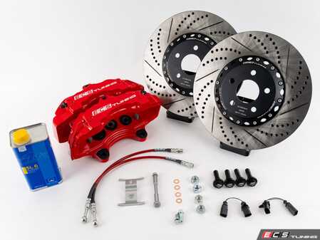 ES#1896 - B5S4S4BBKRXS - ECS "Stage 4" Front Big Brake Kit - B5/B6/B7/C5 - Enhance braking performance with this plug-and-play upgrade! Featuring massive 6-piston calipers, lightweight 2-piece brake rotors, and all components needed for installation. - ECS - Audi