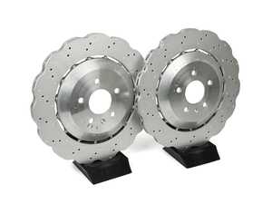 ES#4475485 - 4g8615601e1ktKT - Rear Brake Rotors - Pair (356x22) - Restore stopping power with scalloped style rotors - Genuine Volkswagen Audi - Audi