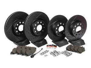 ES#3536715 - 025997ECS0230KT - Front & Rear Brake service kit (312x25/272x10) - Featuring ECS V5 drilled and slotted rotors and ECS EP24 Enthusiast Performance - Assembled By ECS - Volkswagen