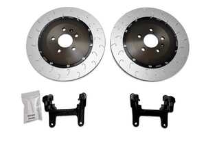ES#5374285 - 034-301-2015-BLK - 2-Piece Floating Rear Brake Rotor Upgrade - Black Carriers (370x22) - Reduces rotational weight by 1.6lbs on each corner and increases rotor diameter from 330mm to 370mm! - 034Motorsport - Audi