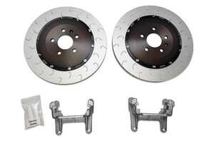 ES#5374286 - 034-301-2015-GRY - 2-Piece Floating Rear Brake Rotor Upgrade - Gray Carriers (370x22) - Reduces rotational weight by 1.6lbs on each corner and increases rotor diameter from 330mm to 370mm! - 034Motorsport - Audi